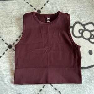 Aura Burgundy Sports Cropped Tank Top